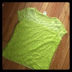 Lime Jaclyn Smith Top with Mesh